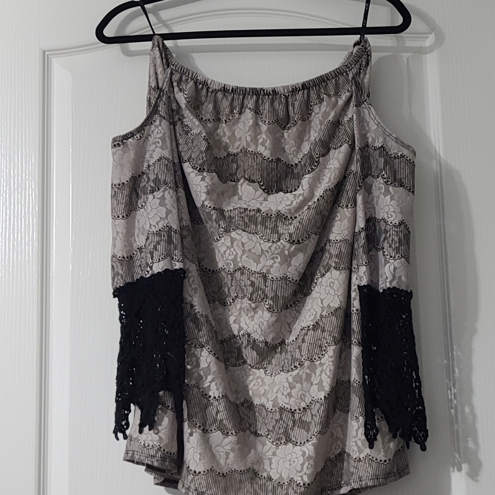 Off the shoulder nude and black dress